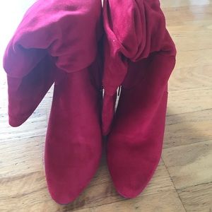 Beautiful scarlet red suede boots